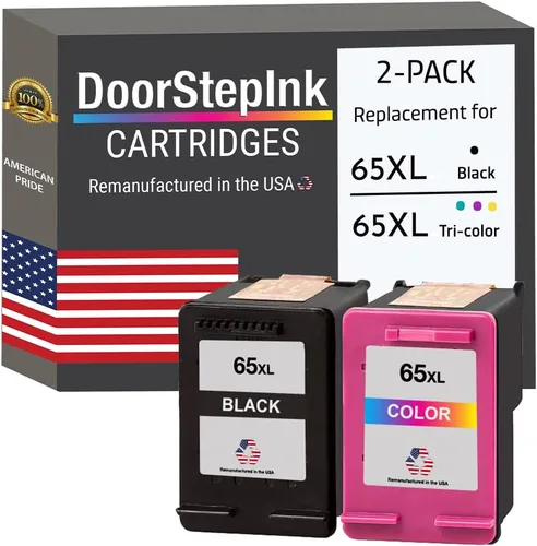 DoorStepInk Cartuchos de tinta remanufacturados de repuesto para HP 65XL (paquete combinado de 2) negro y color - fabricado en los Estados Unidos