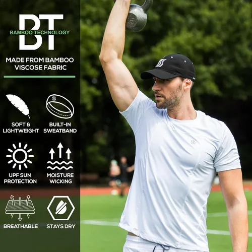 Miniatura 8 de SAAKA Sombrero de rendimiento para hombres y mujeres. Ajustable, absorbe el sudor. Golf, tenis, correr y deportes.