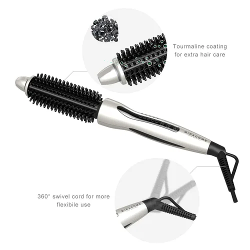 Miniatura 3 de MIRACOMB Cepillo alisador de pelo de cerámica turmalina Cool Touch PRO Multi Styler con 5 ajustes de calor, barril de 1 pulgada de apagado