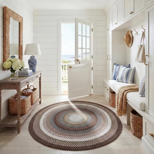 Miniatura 12 de SAFAVIEH Alfombra Lavable Colección Trenzada para Exteriores - 2' x 3', Multicolor, Hecha a Mano y Reversible, No Desprende Pelusa y Fácil