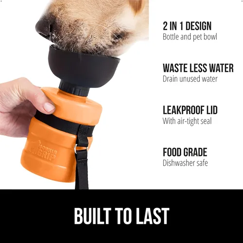 Miniatura 2 de GORILLA GRIP Botella de Agua para Perros, Dispensador de Tazón de Agua Portátil para Perros, 16 oz Botellas Exprimibles de Viaje para Mascotas a