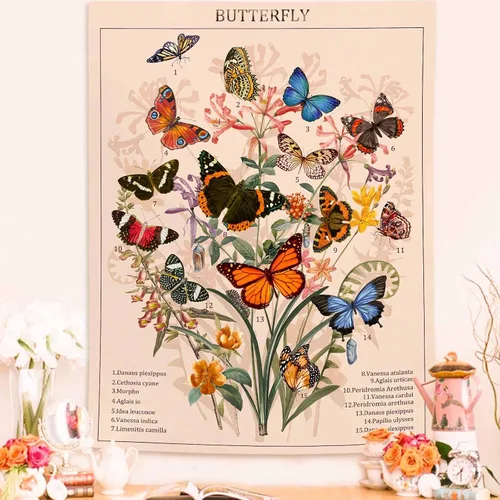 Miniatura 8 de Accnicc Tapiz bohemio con mandala floral para dormitorio, tapiz de pared con flores bohemias, pequeño, acuarela, azul, blanco, hippie, indio