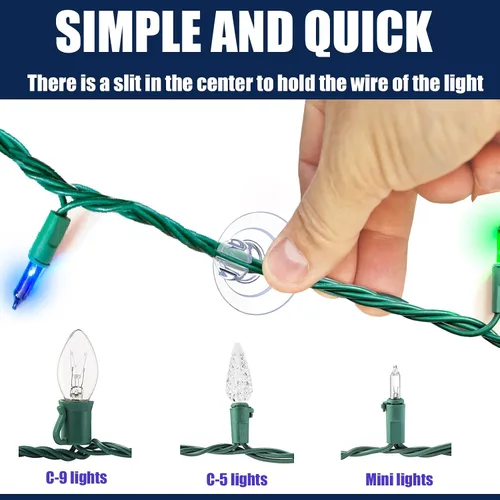 Miniatura 3 de Juego de 120 ventosas de luz de Navidad [Juego de 120] Mini soporte de alambre de ventosa fuerte, cuerda pequeña transparente para ventana, clips