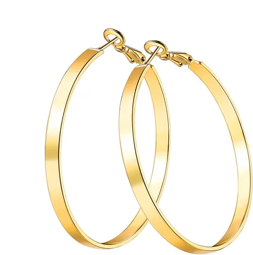 Miniatura 5 de Aretes de aro chapados en oro de 18 quilates, aretes redondos