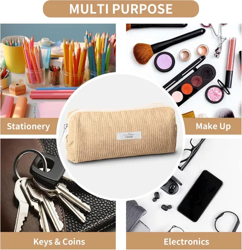 Miniatura 7 de Bolsa para Lápices Estuche para Bolígrafos, Organizador Pequeño de Pana Suave para Lápices con Cremallera, Lindo Estuche para Lápices Artículos