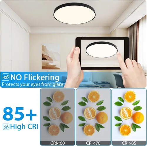 Miniatura 4 de Lámpara de techo LED redonda de 19.7 pulgadas, lámpara de techo de montaje empotrado regulable de 36W con control remoto, lámpara de techo moderna