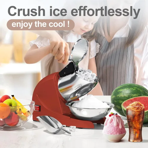 Miniatura 3 de Máquina de Hielo Raspado 380w Máquina de Cono de Nieve 3 Cuchillas de Acero Inoxidable Afeitadora de Hielo Eléctrica Trituradora de Hielo 127kg/hora