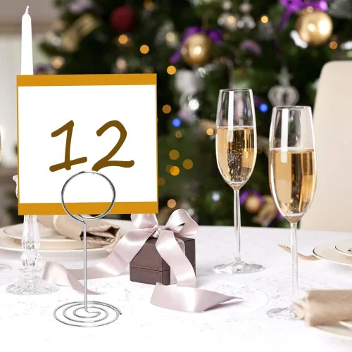 Miniatura 2 de Soporte para tarjetas de número de mesa, paquete de 25 soportes para fotos para mesas, soportes de números de fotos con forma de alambre, clips