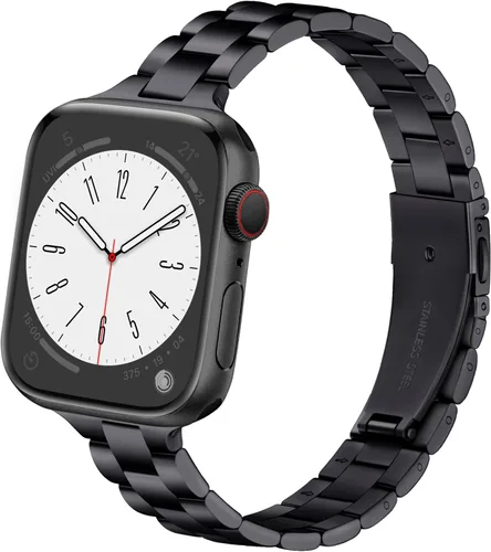 Lenrao Correas delgadas de acero inoxidable compatibles con Apple Watch de 38mm 40mm 41mm 42mm 44mm 45mm 46mm para mujeres, correas de metal para