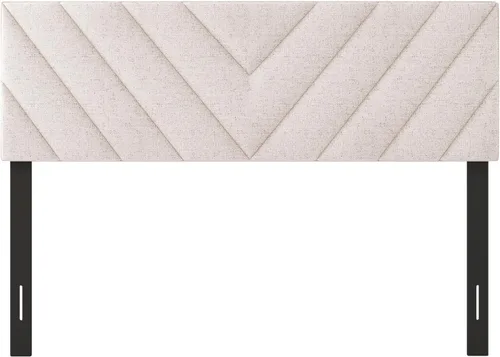 Miniatura 9 de KOMFOTT - Cabecera tapizada en tela de lino para cama tamaño Full/Queen, cabecera rectangular con patas de madera maciza y ancho ajustable, cabecera