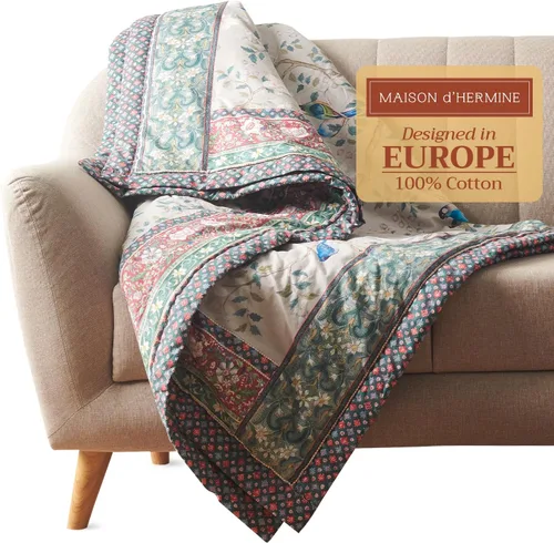 Miniatura 39 de Maison d' Hermine Manta para sofá, ligera y suave, cálida y transpirable, de algodón, para cama, para niñas, niños, mujeres, hombres, regalos, sofá