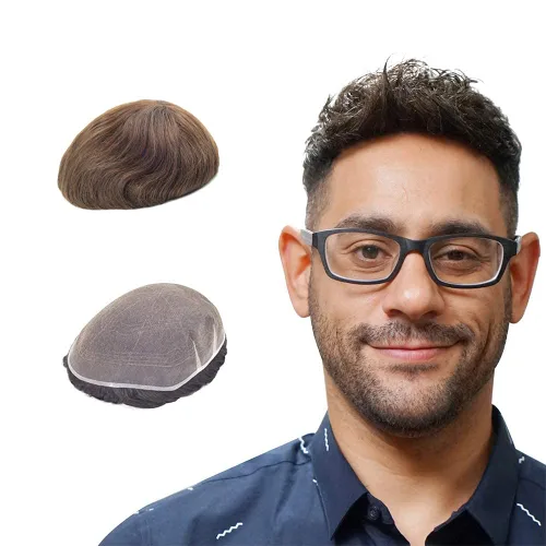 Miniatura 16 de Lordhair Sistema de cabello para hombres, cabello humano real, encaje francés, sistema de cabello para hombre, tamaño 8x10 pulgadas, tupé #1