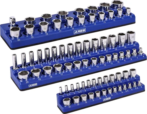 Miniatura 24 de ARES 70236 - Organizador magnético para 16 vasos SAE de 1/2 pulgada, para 15 vasos y 1 adaptador para vaso, mantiene tu caja de herramientas