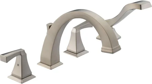 Delta Faucet Dryden T4751-SS - Grifo de bañera romana con ducha de mano - T4751-SS - Juego de grifo de baño, manijas y ducha de mano - inoxidable