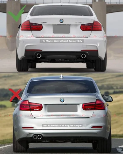 Miniatura 5 de Performance Style - Cenefa difusora de parachoques trasero de doble escape, color negro, compatible con BMW F30 F31 F35 3 Series M Sport 2012-18