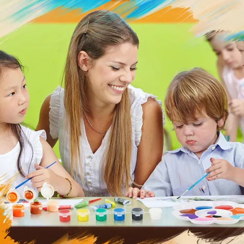 Miniatura 6 de Fulmoon Juego de 24 mini pintura acrílica para niños, 12 colores/8 colores para adultos, kit de pintura lavable, mini kit de pintura, manualidades