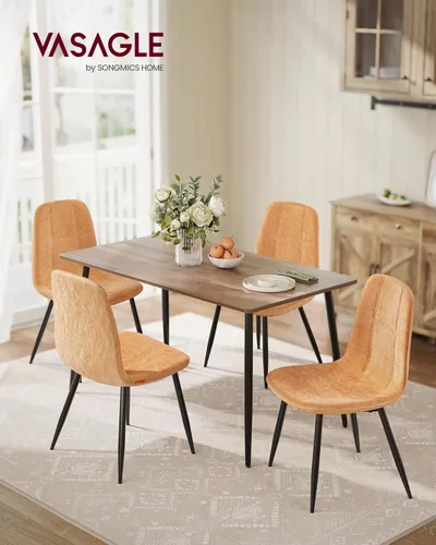 Miniatura 2 de VASAGLE Sillas de comedor, juego de 2 sillas de comedor, marco de metal, pies ajustables, fáciles de limpiar, piel sintética con textura glaciar