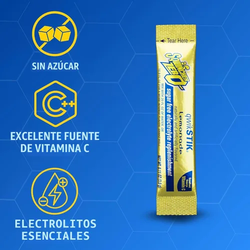 Miniatura 3 de Sqwincher Zero Qwik Stik, Limonada, Sin Azúcar, Baja en Calorías, Electrolito en Polvo para Bebida de Hidratación Baja en Sodio, 0.11 oz