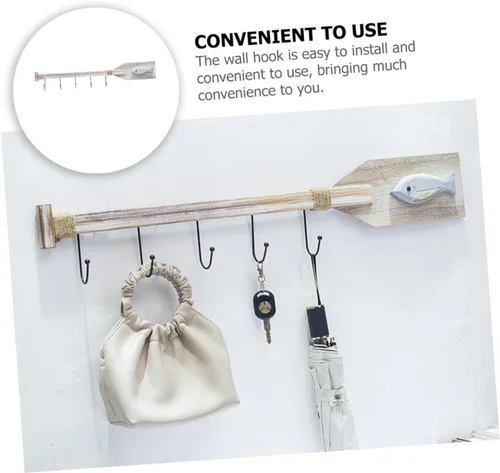 Miniatura 7 de DOITOOL Gancho decorativo para colgar en la pared, perchero de madera, ganchos náuticos, decoración de peces de madera, colgador de pared náutico