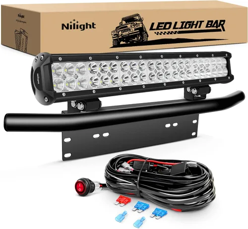 Nilight 20 pulgadas 126 W, barra de luz LED, combo de luz puntual y proyectante, para conducción todoterreno, con soporte de montaje de placa 20