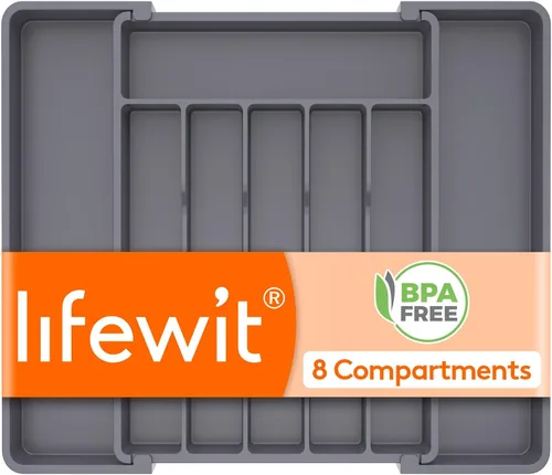 Miniatura 26 de Lifewit Organizador de cajones de cubiertos, bandeja expandible para utensilios de cocina, soporte para vajilla y cubiertos libre de BPA