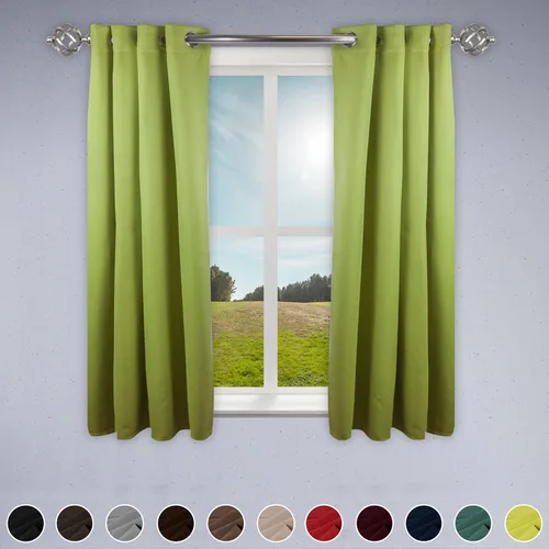 Miniatura 6 de Rod Desyne Cortina opaca con aislamiento térmico para ventana con ojales de metal, 52 x 63 pulgadas, color verde, 1 panel