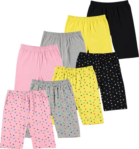 Pink Angel Pantalones cortos de algodón y elastano para niños y niñas, ropa deportiva lisa y lisa, 8 unidades, colores surtidos