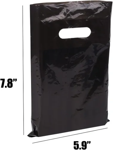 Miniatura 2 de ysmile Pequeña bolsa de compras de plástico negro con asa para pequeñas empresas Bolsa de plástico de mercancía troquelada bolsa de polietileno 100