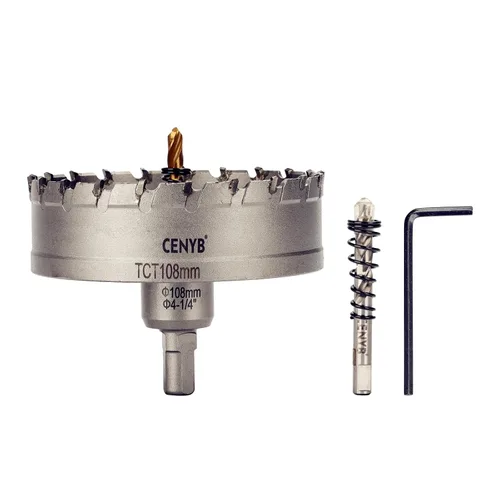 Miniatura 18 de 10 piezas (16-54 mm) Kit de sierra perforadora de carburo TCT para metales duros. Incluye 2 brocas de titanio, 1 broca piloto escalonada y 2 llaves