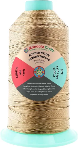 Miniatura 412 de Mandala Crafts - Hilo de nailon para coser cuero, tapicería, mezclilla y para trenzar el pelo; resistente, 1500 yardas, tamaño 69 T70 Marrón