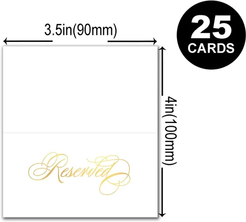 Miniatura 3 de AMAHEJMO Paquete de 25 carteles reservados, tarjetas impresas de lámina de oro real, letreros de mesa reservados, letreros de boda reservados