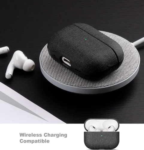 Miniatura 6 de LOPIE Funda para AirPods Pro de 2ª generación, hecha a mano para AirPods Pro 2 con cordón, hecha de cuero vegano, estilo lona, cubierta protectora