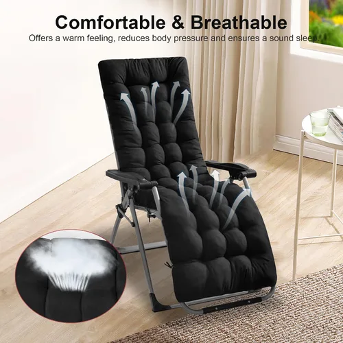Miniatura 3 de Moclever Cojín para silla de gravedad cero de 67 x 22 x 4 pulgadas, cojín reclinable grueso para interiores y exteriores, cojín suave para tumbona
