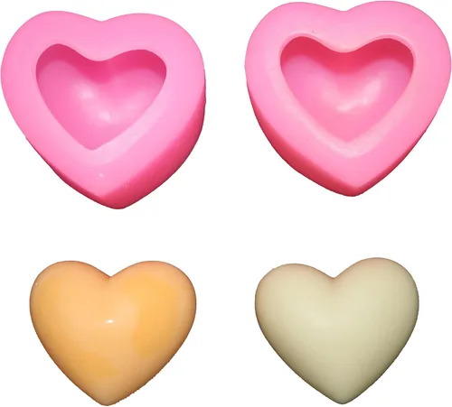 Molde transparente de silicona en forma de corazón 3D para San Valentín, arte de resina epoxi, fabricación de velas y jabón, producto de Rosa 2