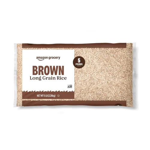 Amazon Grocery, Arroz integral de grano largo, 5 libras (anteriormente Amazon Fresh, el empaque puede variar)