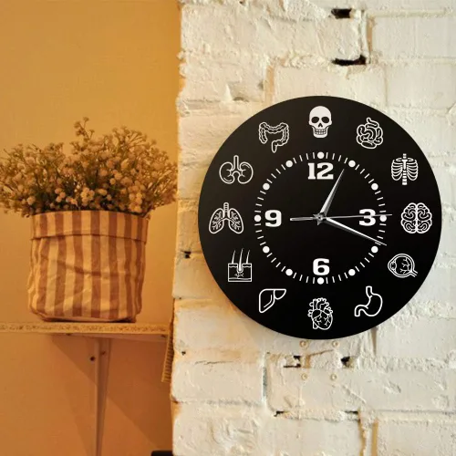 Miniatura 6 de The Geeky Days Reloj de pared de anatomía de órganos internos de cuerpo humano, arte de pared médico anatómico, silencioso, barrido, reloj de pared