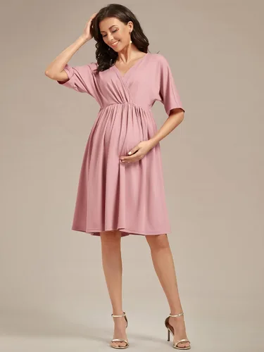 Miniatura 3 de Ever-Pretty Vestido cruzado hasta la rodilla con cuello en V y media manga para mujer Vestidos casuales Vestidos de maternidad 01801-EY