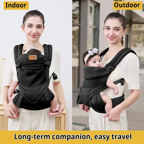 Miniatura 9 de Portabebés para recién nacidos hasta niños pequeños, ergonómico, seguro, suave, transpirable, portabebés para bebés con soporte ajustable