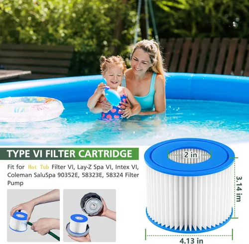 Miniatura 2 de isinlive Paquete de 12 filtros tipo VI para bañera de hidromasaje y filtro de spa de reemplazo para filtro Lay-Z Spa, Intex, filtro de bañera