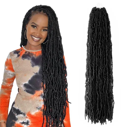Miniatura 12 de Niseyo Rastas de pelo sintético de ganchillo de 24 pulgadas, 6 paquetes de extensiones de cabello sintético lacio de ganchillo largo