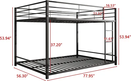 Miniatura 2 de Literas de tamaño matrimonial sobre matrimonial, literas de metal resistente de tamaño matrimonial para niños, cama de tamaño matrimonial para niños