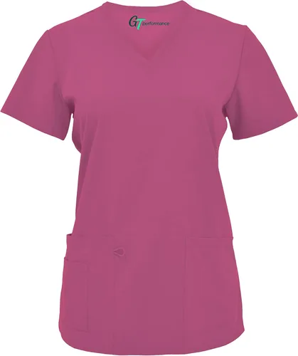 Miniatura 3 de Green Town Ropa quirúrgica para mujer 4 bolsillos con cuello en V, tela elástica, uniformes de fácil cuidado