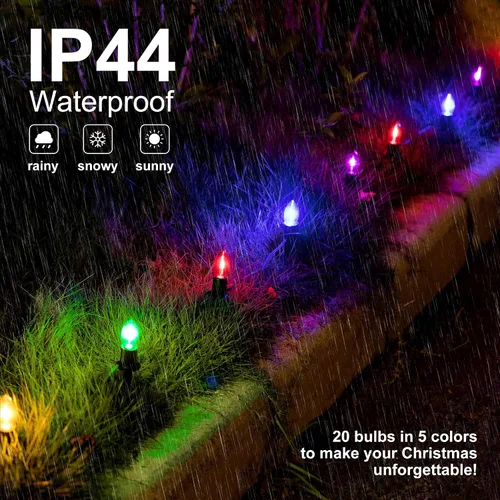 Miniatura 8 de C9 Luces de camino de Navidad para exteriores, 24.2 pies, 20 luces LED con estacas, luces de camino de Navidad impermeables conectables para patio