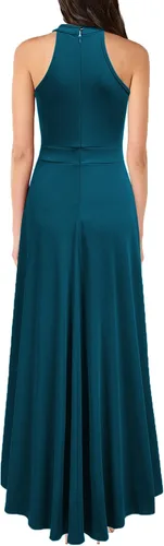 Miniatura 2 de MUSHARE Vestido largo de fiesta formal con cuello halter y volantes para mujer