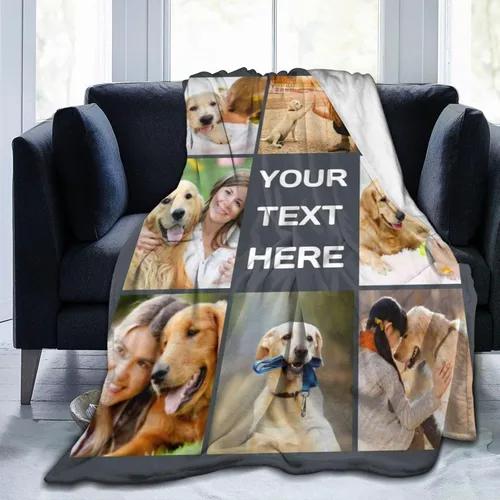 Miniatura 14 de HooSo Manta Personalizada para Cama con Fotos y Texto, Mantas Personalizadas con Collage de Fotos para Regalo de Cumpleaños Familiar y Boda, Collage