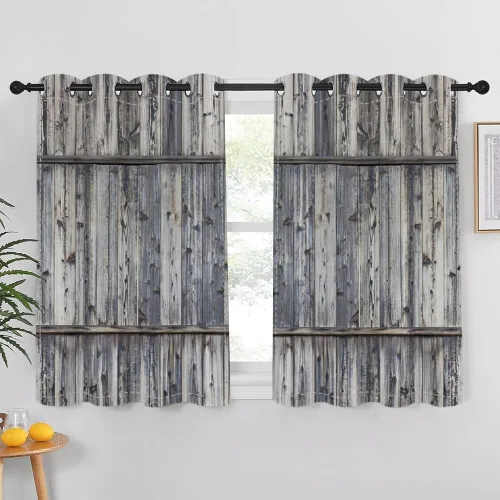 Miniatura 79 de Cortinas rústicas para ventana de puerta de granero, puerta de madera gris, puerta de garaje, tratamiento de ventana para sala de estar, dormitorio