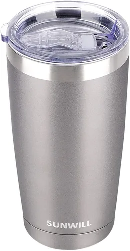 Miniatura 15 de SUNWILL Vaso de café de viaje de 20 onzas, taza aislada con tapa, taza de acero inoxidable para bebidas calientes y frías, con recubrimiento