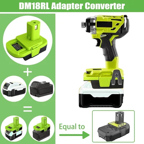 Miniatura 2 de Adaptador de batería DM18RL para Ryobi 18V Power Tool, convertidor de adaptador para Dewalt 20V y para batería Milwaukee M18 de 18 V para reemplazar