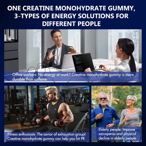 Miniatura 4 de Gomitas de monohidrato de creatina para hombres y mujeres, suplemento de creatina de 1500 mg para ganancia muscular, más fuerza y recuperación más