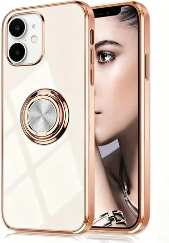 Miniatura 38 de Compatible con iPhone 11 Kickstand, anillo de rotación de 360 grados integrado con borde de oro rosa brillante que funciona con soporte magnético